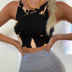 2020 Summer Tie-Dye Print High-Stretch Crop Top