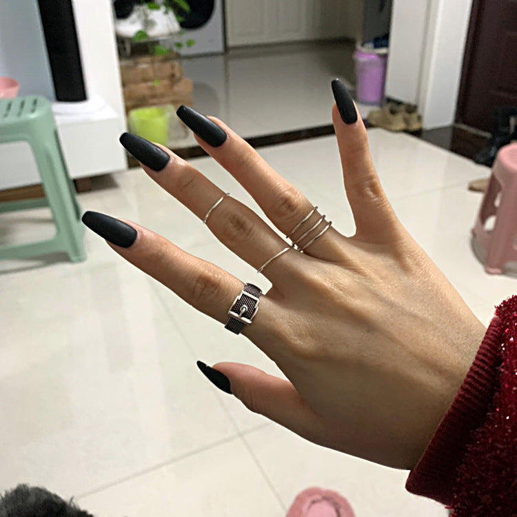 Vintage Distressed Leather Couple Rings with Cross Chain
