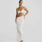 Ombre Pink Orange Bikini Set with Wrap Sarong