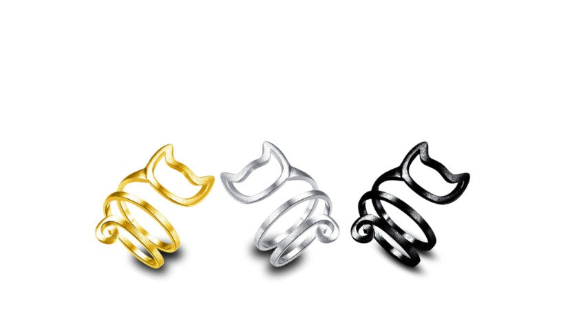 925 Silver Plated Cat Ring - Cute and Unique Design