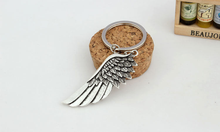 Heart-Shaped Rhinestone Keychain with Angel Wings | Accessory