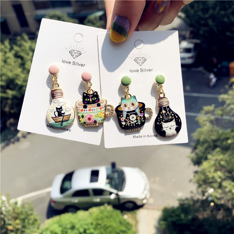 Silver Cat Lover Series Earrings