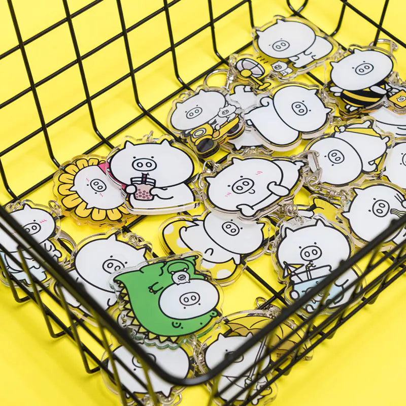 Cartoon Emoji Keychain Couples Gift Acrylic Keyring | Accessory