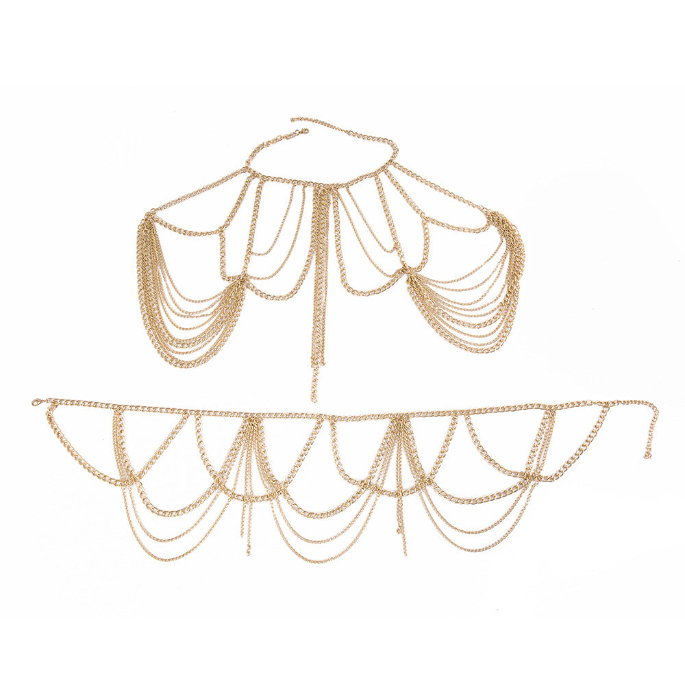 Layered Silver Chain Body Harness
