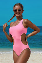 One-Shoulder Cutout One-Piece Swimsuit
