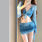 Tie-Dye 4-Piece Bikini Set with Skirt and Cover-Up