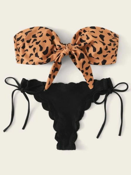 Leopard Bandeau Bikini Set