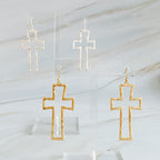 Dangle Cross Outlined Earrings