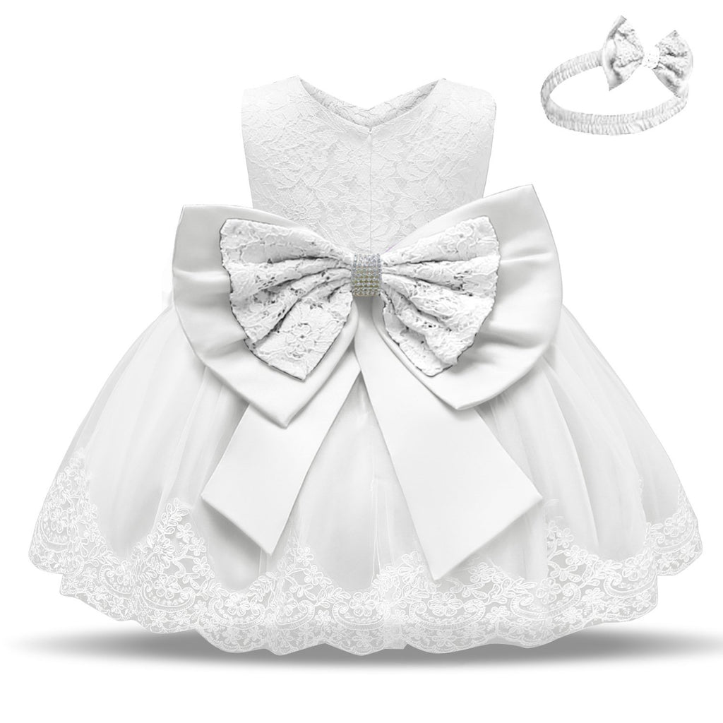 Baby Girls White Baptism Dress for Newborns and Toddlers
