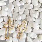 Dangle Cross Outlined Earrings
