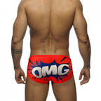 Men's Red Pop Art OMG Swim Briefs