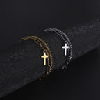 Trendy Titanium Steel Double Layer Cross Chain Bracelet