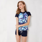 Women's Short Sleeve Two-Piece Tankini Swimsuit
