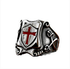 Stainless Steel Cross Shield Epoxy Ring – Bold and Durable Design