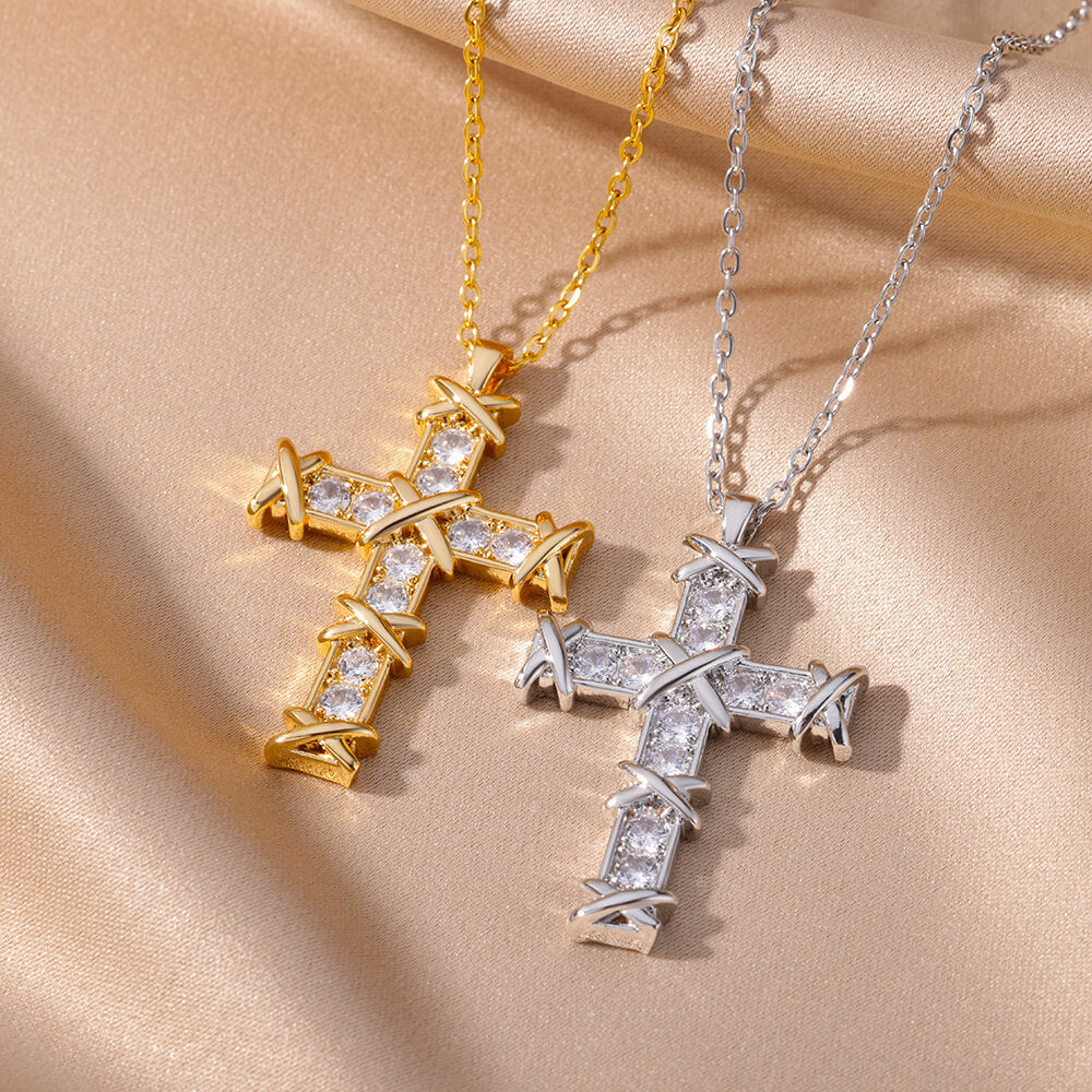 Trendy Minimalist Cross Pendant Necklace with Zirconia | Christian Jewelry