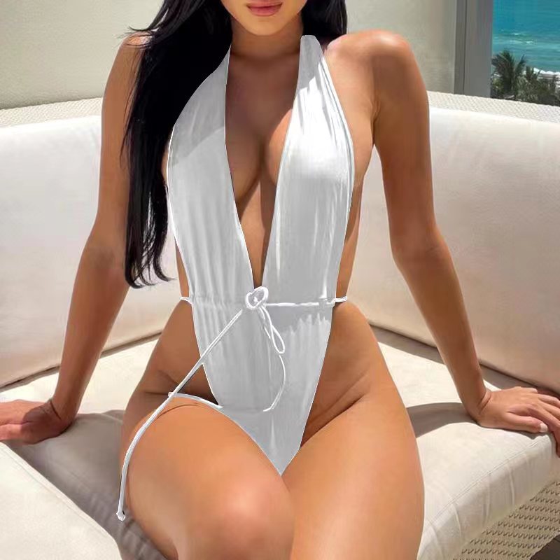 Women's Plunge Halter High-Cut One-Piece Swimsuit