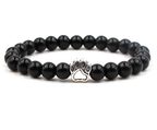 Black Volcanic Rock and Turquoise Dog Foot Bracelet