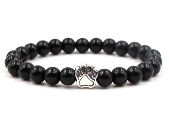 Black Volcanic Rock and Turquoise Dog Foot Bracelet
