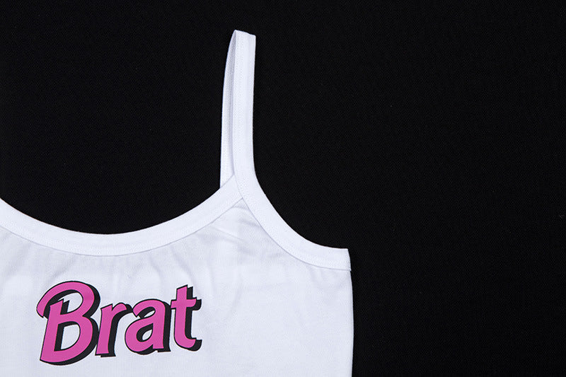 Trendy Women's Letter Print Crop Top Tank Top