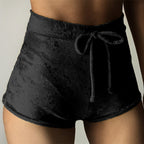 Women's Flannel Elastic Tie Casual Sports Shorts