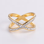 Cross Hollow-out Micro-inlaid Rhinestone Ring