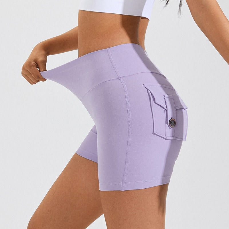 Women's High Waist Yoga Shorts with Pockets