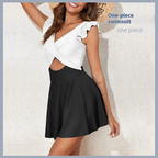 Ruffle Cross-Front Swim Dress