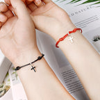 Alloy Cross Wax Rope Bracelet for Men and Women