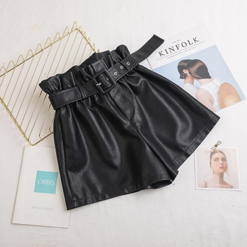 High Waist PU Leather Shorts for Women (Fall/Winter)