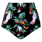 Women's Tropical Parrot Print High-Waisted Bikini Bottom