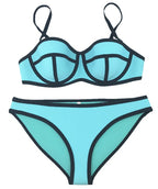 Women's Neoprene Colorblock Push-Up Bikini Set