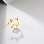 Japanese Style Luxury Silver Cat Earrings