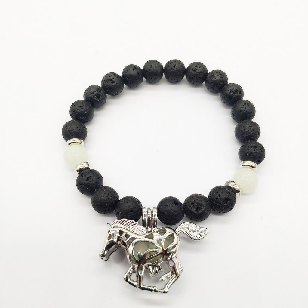 Volcanic Rock Luminous Horse Bracelet for Halloween