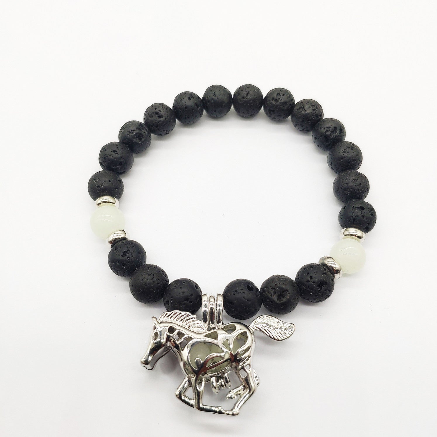 Volcanic Rock Luminous Horse Bracelet for Halloween