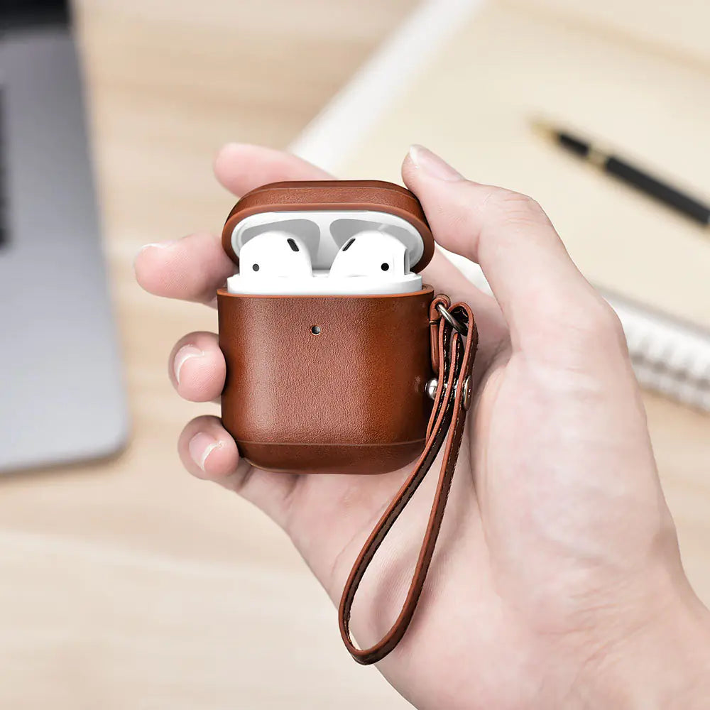 ICARER Leather AirPods Case for Apple Bluetooth Earbuds | Accessory