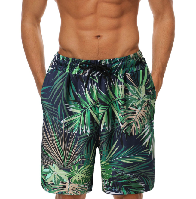 Men's Tropical Leaf Print Swim Shorts