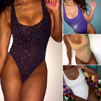 Women's Rhinestone High-Cut One-Piece Swimsuit