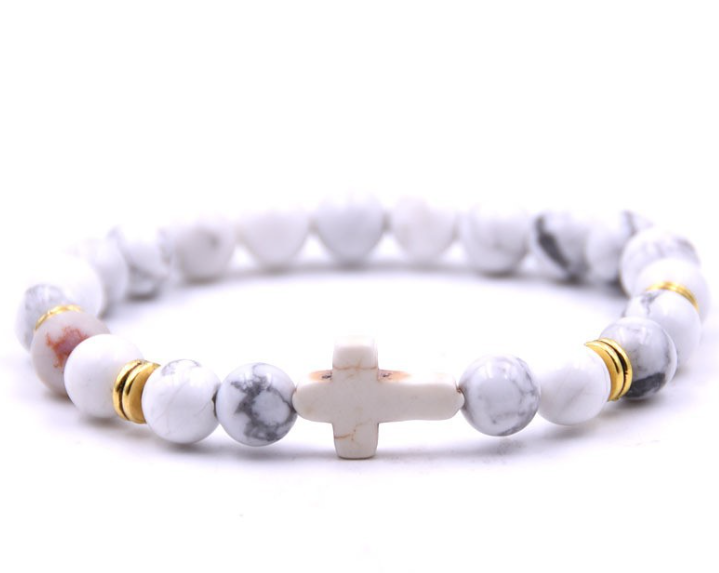 Stone White Turquoise Cross Bracelet (Multi-color)