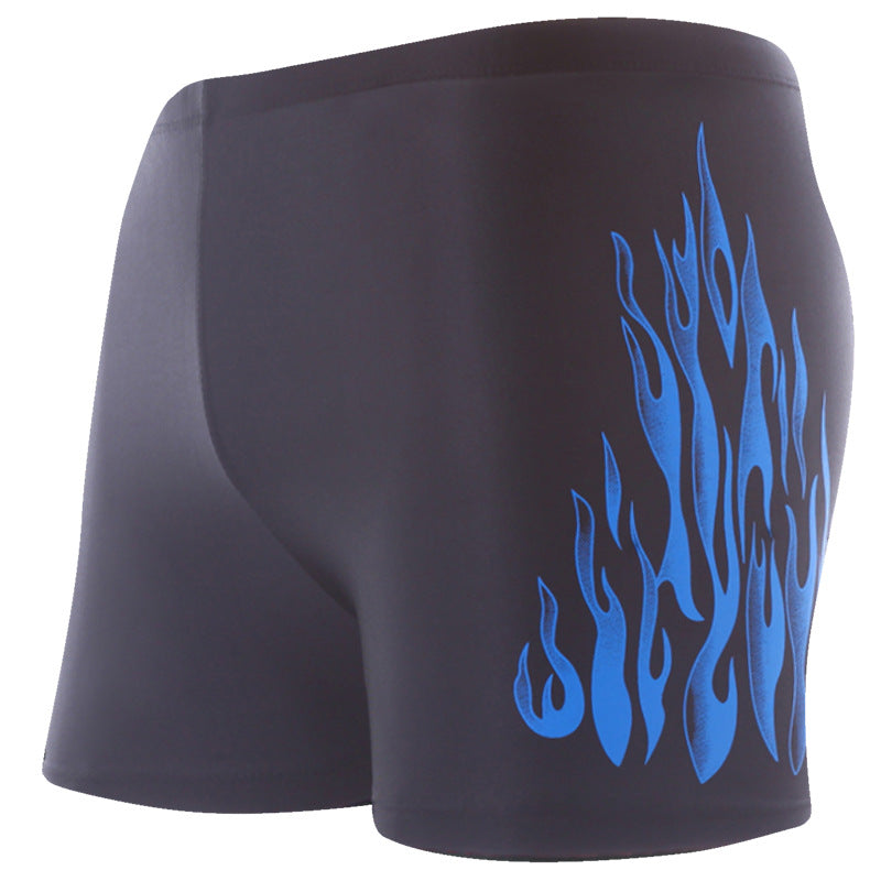 Men's Red Flame Print Swim Trunks