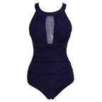 Womens One-Piece Swimsuit with Mesh Panel