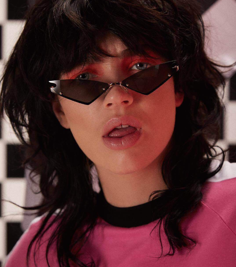 Rimless Triangle Cat-Eye Sunglasses
