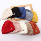 Cute Teddy Bear Knitted Hat for Fashionable Kids | Embroidered Cap