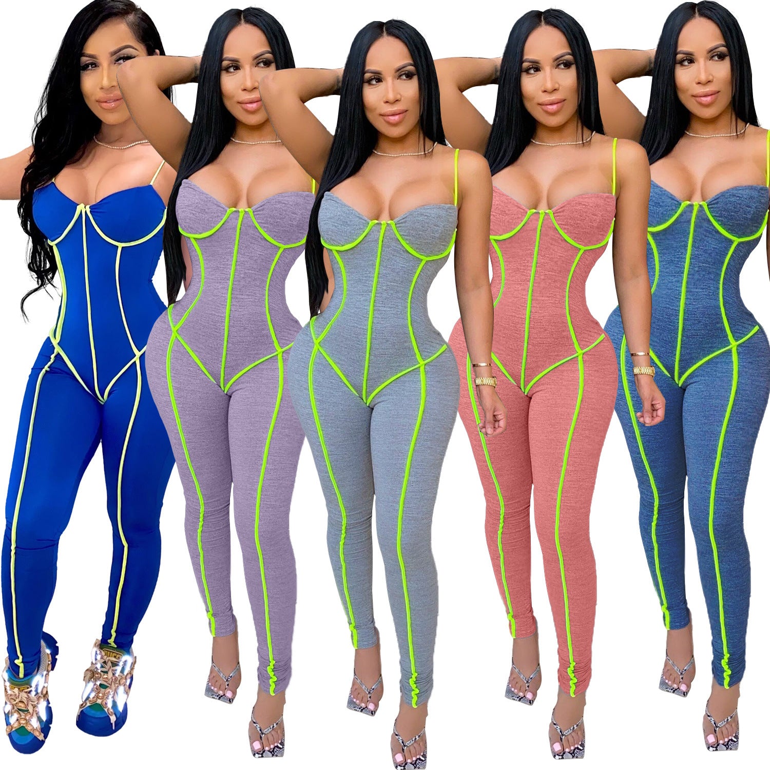 Fashionable Women's Tight Tank Top and Jumpsuit Set