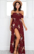 Off-Shoulder Floral Maxi Beach Dress