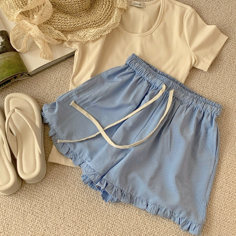Girls' Lace-Up Checkered Shorts for Kids