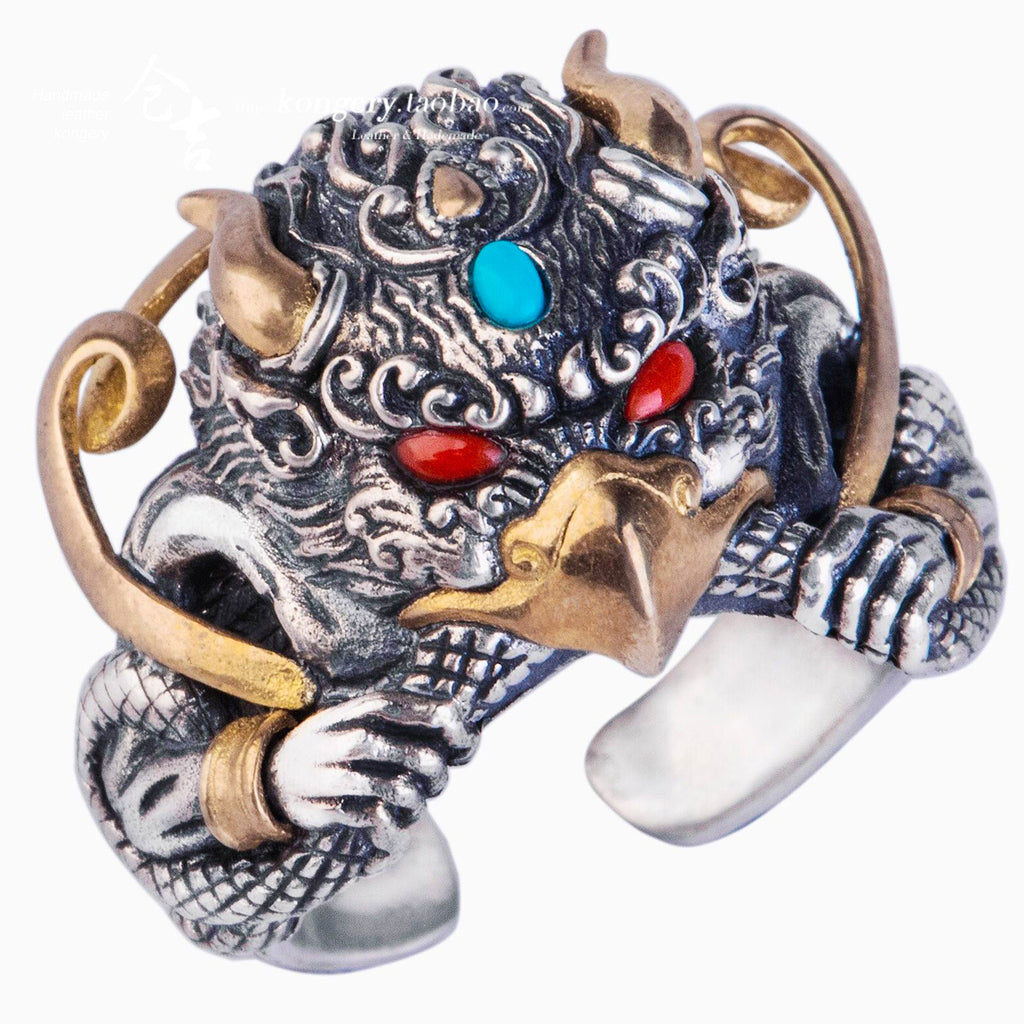 Golden Wing Dapeng Bird Retro Gem Ring for Men