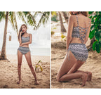 Aztec Print High-Waist Bikini Set with Cover-Up