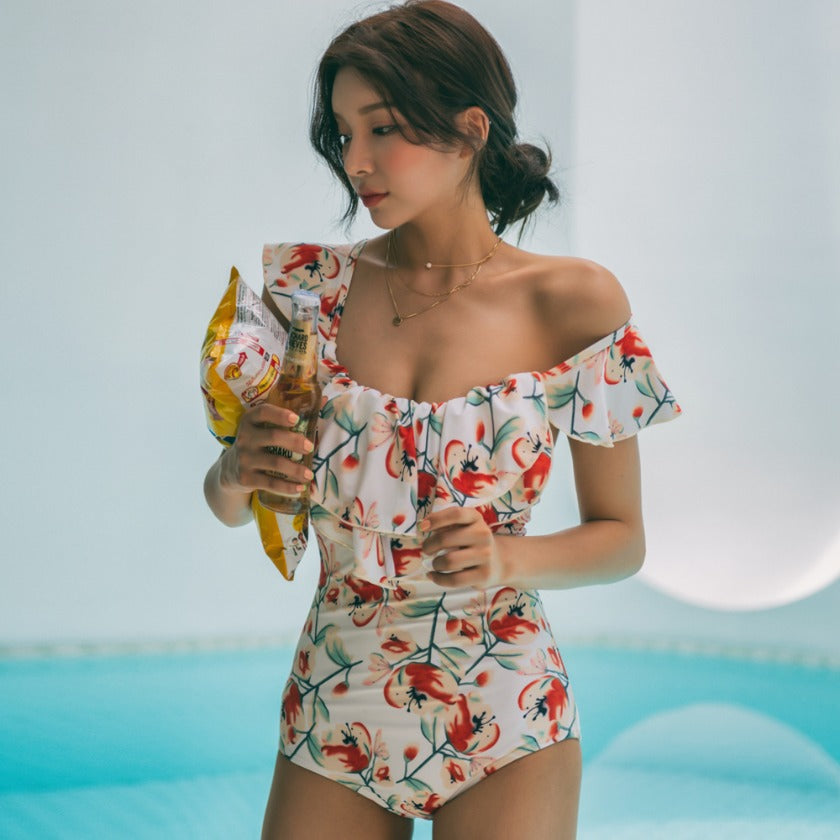 Floral Ruffle One-Piece Swimsuit