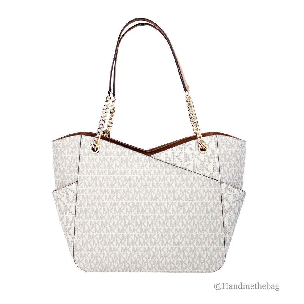 Michael Kors Jet Set Vanilla Signature X Cross Chain Tote