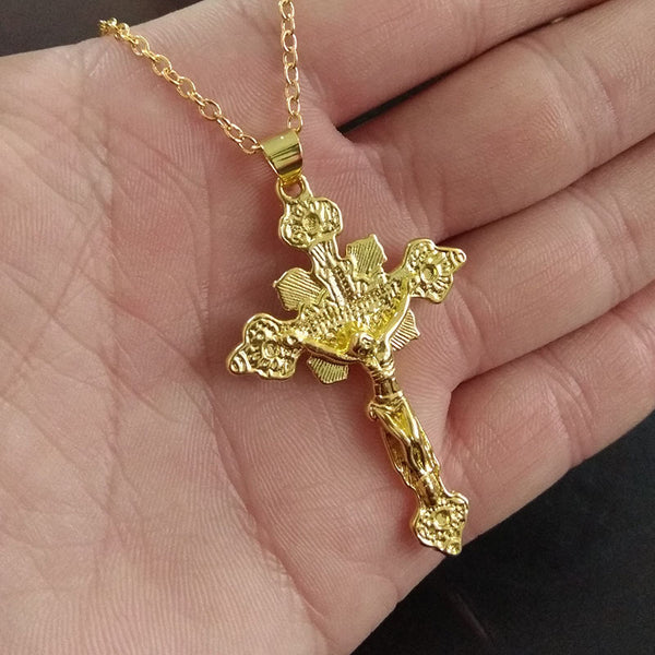 Fashion 925 Jesus Cross Pendant Necklace for Sweaters | Christian Jewelry